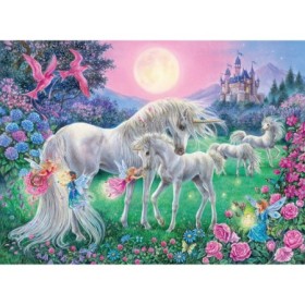 Puzzle unicorni la lumina lunii 100 piese starline lumineaza in intuneric Ravensburger - 1